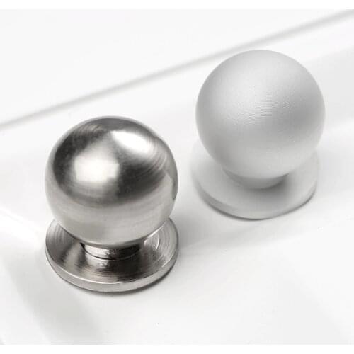 1set Modern Round Ball Knob Aluminium alloy Matt Furniture Pull Handle Wardrobe Door Drawer Cabinet Durable Screw Grey Silver