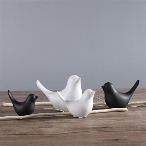 2Pcs/Set Nordic Modern Ceramic Bird Figurine Animal Bird Statue Minimalist Porcelain Ornament Home Bar Office Decor Wedding Gift