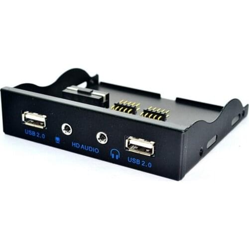 20pcs 3.5'' 2-USB 2.0 Port HUB HD Audio Output Floppy Drive Expansion Front Panel Digital Mobile Rack Expanding for Your PC
