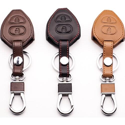 2017 classic design 100% genuine leather car key cover for Toyota Corolla Rav4 Yaris Avensi Prado Echo,2 buttons remote control