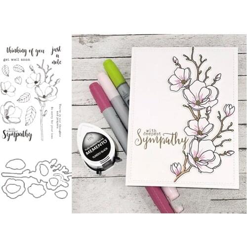 2021 Sympathy Flowers Branch Letters Transparent Clear Silicone Stamps Seal DIY Scrapbooking Photo Album Decorative Sheets Mould