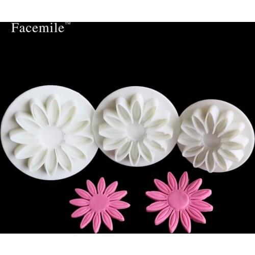 3Pcs Sunflower Daisy Plastic Cookies Mould Fondant Sugarcraft Pastry Tools Gerbera Flower Cookie Plunger Mold