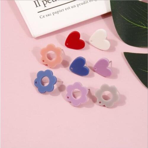 4pcs Acylic Flower Heart Earrings Hooks DIY Jewelry Accessories Hand Made Earrings Resin Connectors DIY Pendant Components