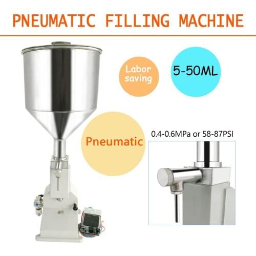 5~50ml A02 Pneumatic Liquid Paste Filling Machine with 10L Hopper for Cream Shampoo Cosmetic