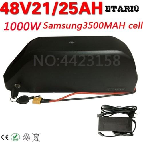 48V 1000W 1500W E-Bike Down Tube Samsung Battery 13S 48V 12Ah 14Ah 15Ah 18Ah 20Ah 25Ah Ebike Li-ion Battery+Charger Duty Free