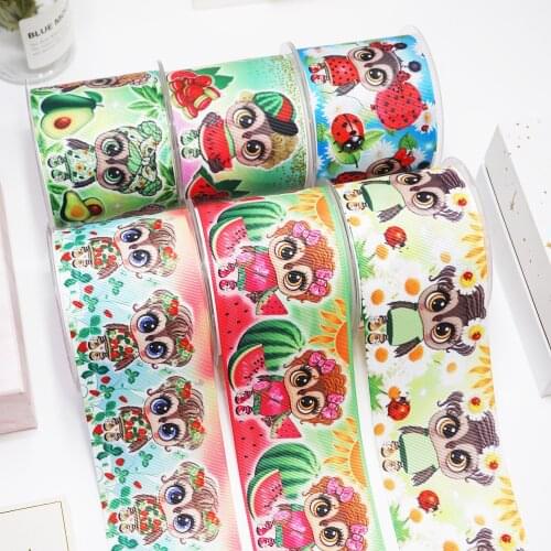 DIY Cartoon Animals Printed Grosgrain Ribbon For Craft Supplies Sewing Accessories 5 Yards. 46137