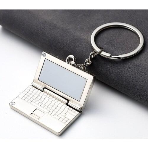 FREE SHIPPING by FEDEX 100pcs/lot Wholesale Novelty Metal Laptop Shaped Keychains Mini Computer Keyrings