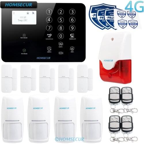 HOMSECUR 433Mhz 4G Wireless Home Burglar Security 3G Security Alarm GSM Alarm System PIR Sensor With Temperature Sensor