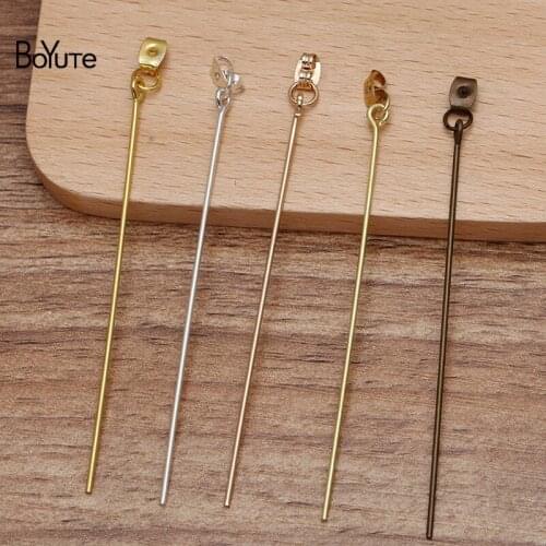 BoYuTe (100 Pieces/Lot) Metal Brass Earring Back Stopper with 70*1MM Pin Diy Handmade Earring Jewelry Accessories