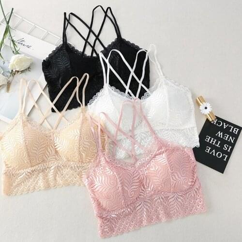 Bra For Women Lace Beauty Back Lace Floral Side Knitted Anti-slim Padded Wireless Bra Female Bralette Lingerie