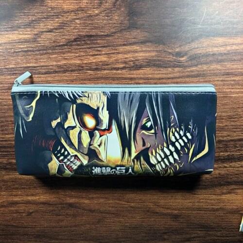 Attack on Titan Pencil Cases Anime Pencil Bags Eren Pencil Pouch Cartoon Stationery Student School Supplies Office Accessories