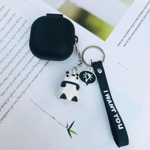 Cute Panda Case for Samsung Galaxy Buds PRO / Galaxy Buds Live Case Rabbit Cartoon Lanyard Keychain Silicone Earphone Cover