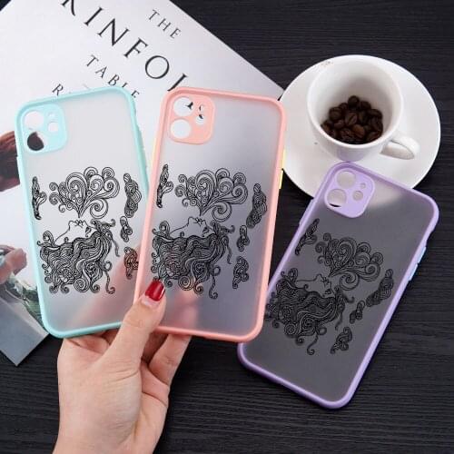 Black Psychedelic Witchcraft Phone Case for iPhone 11 12 Mini Pro X XS XR Max 6 6S 7 8 Plus SE 2020 Skin Feel Matte Back Cover
