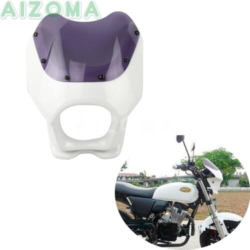 For Kawasaki Honda Yamaha Benri 90 50 125 FTR223 FTR250 Motorcycle Headlight Fairing Cafe Racer Head Lamp Mask Front Fork Mount