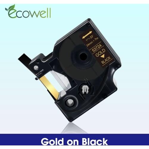 Ecowell 53724 Labeling Tape compatible for Dymo LabelManager 450 Duo Writer Maker for dymo d1 53724 24mm*7m Gold on Black label
