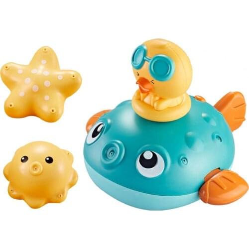 Bathtub Toy Cartoon Devil Fish Parent-child Interaction Safe Spray Water Sprinkler Baby Shower Toy for Summer Bathroom