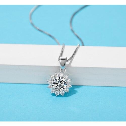 Moissanite Jewelry Sets For Women Necklace And Earring Rings Sunflower Shape 2021 Parures Bijoux парные браслеты