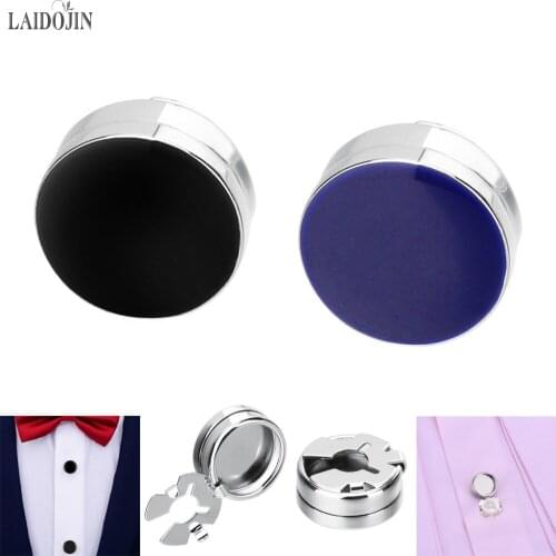 LAIDOJIN 1 Pair Brass Round Cuff Button Cover Cuff Links for Wedding Formal Shirt Mens Formal Button Covers Imitation Cuff Link