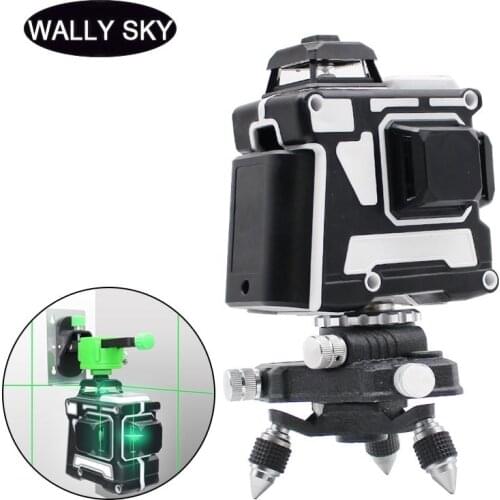 12 Lines Laser Level 3D 360 Degree Rotatable Green Blue Light Laser line Horizontal Vertical Cross With Bracket Measuring Tools