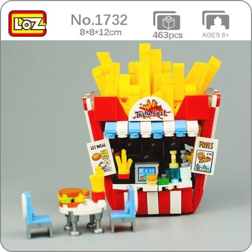 LOZ 1732 Dream Amusement Park Chip Shop Food Store Chippy Restaurant 3D DIY Mini Blocks Bricks Building Toy for Children no Box