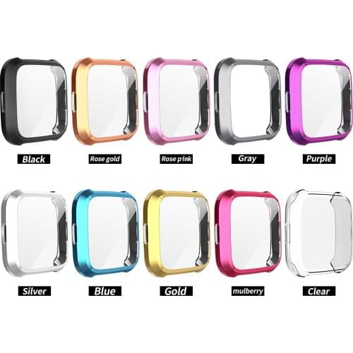 Soft TPU Case for Fitbit Versa Lite Watch Shell Cover 360 Degree Screen Protector Cases for Fitbit Versa lite Anti Scratch