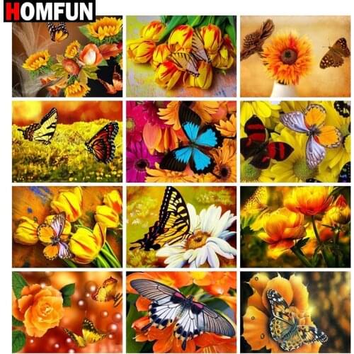 HOMFUN Full Square/Round Drill 5D DIY Diamond Painting "Painting butterfly scene" Embroidery Cross Stitch 5D Home Decor Gift