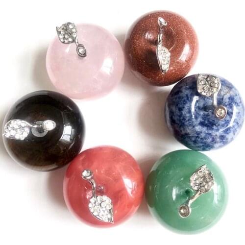 Natural colourful crystal apple figurine alloy leaf paperweight craft ornament for decorative and Christmas Gift
