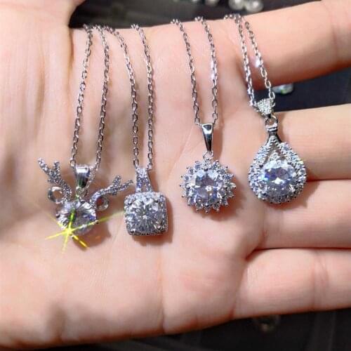 Inbeaut moissanite Necklace 925 Silver Excellent Cut Diamond Test Past 1 Ct D Moissanite Necklaces Plated 18K with AU750 Stamp