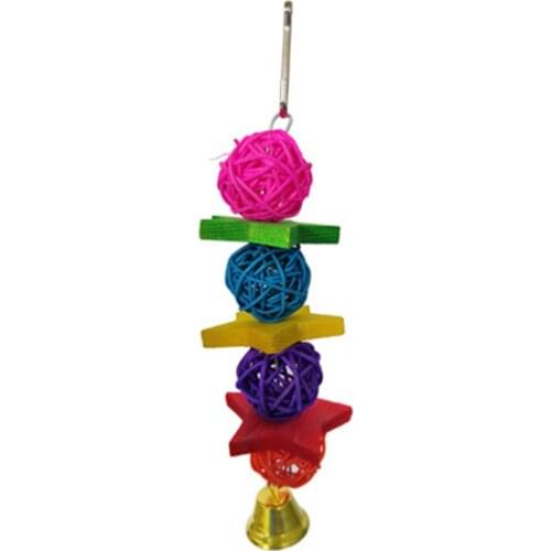 Natural Wooden Parrot Toy Hanging Swings for Parakeet Colorful Pet Braided Chew Bite Rope Bird Beads Bells Pets Accessories 7PCS