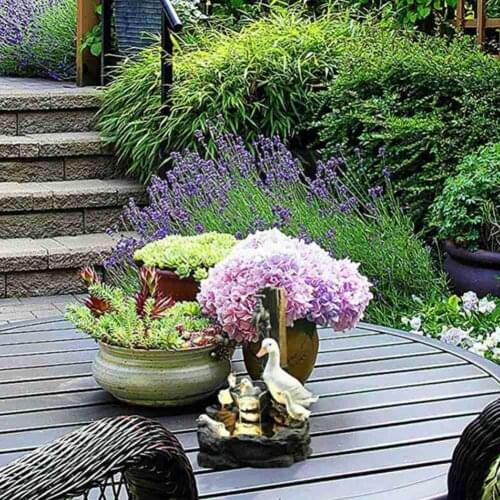 Animal Garden Resin Statue Water Fountain Solar Artificial Garden Garden Duck Sculpture Decor Craft Home G8N5