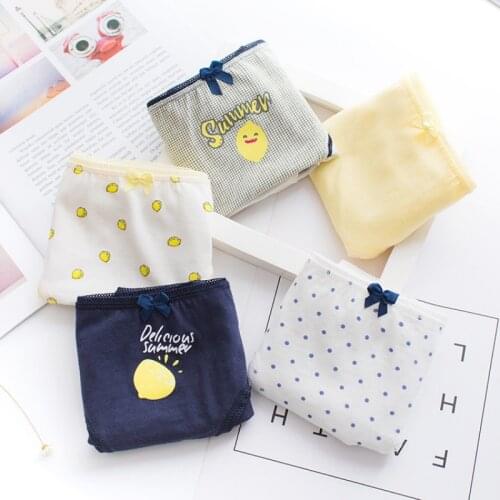 Cotton Briefs Comfort Women Panties Sexy Low Rise Underwear Lemon Print Sweet Panties Intimates Panty