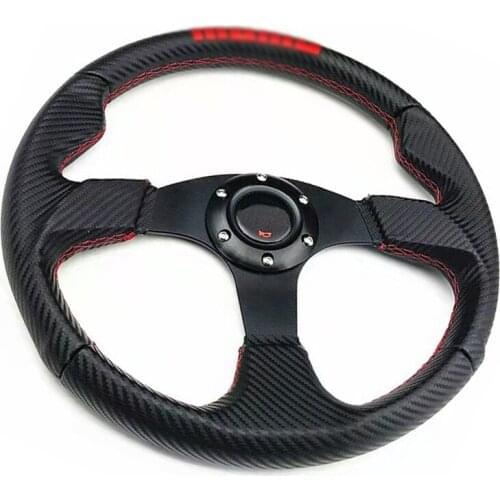 14 inch Tuning Car Universal Racing Steering Wheel With Grips Logo Carbon Fiber Flat Style 350mm Sport Car Steering Wheel