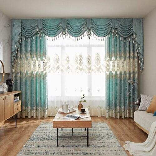 Chinese Gray Embroidery Stitching Curtains Fabric Bedroom Living Room Villa Floor Curtain Window Treatments Tulle for Kitchen