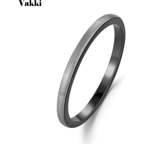 VAKKI 2mm Wide Inner Ring Electric Black Outer Ring Pulling Wire Tungsten Carbide Wedding Bands for Women