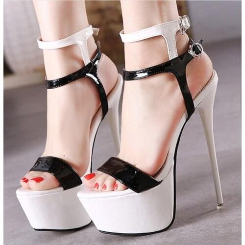 2021 New large size super high heel catwalk sandals women summer stiletto platform sexy high heels women hate sky high