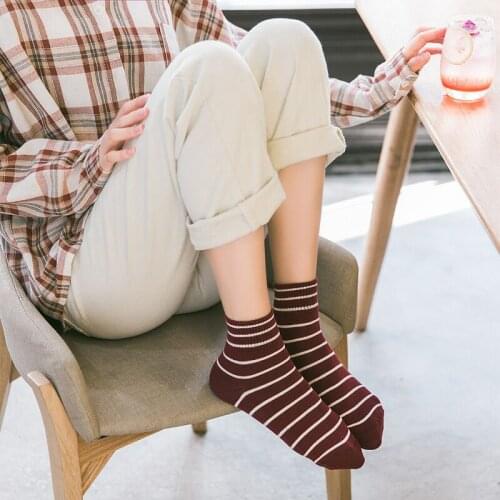 Cotton wild trend stripe street Japanese cotton sweat-absorbent deodorant female socks sports socks