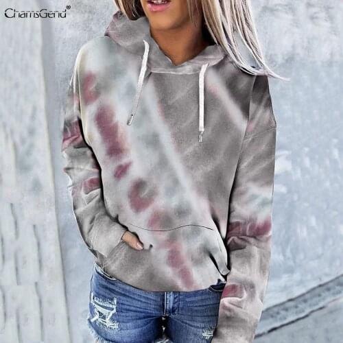 Oversized Tie Dye Women Hoodies Female Hooded Casual Sweatshirt Tops Harajuku Female Pullovers Korean Style Clothes Streetwear