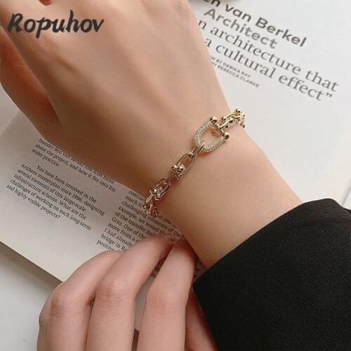 Ropuhov 2021 New 925 Silver Korean Fashion Jewelry Woman Gift Cool Chain Bracelet Design Bracelet Bling Wholesale