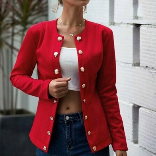 Women Autumn Blazer Slim Fit Smart Casual Button Long Sleeves Office Ladies Jacket Womens Double Breasted Blazer Streetwear