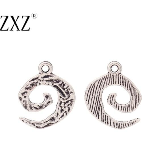 ZXZ 20pcs Tibetan Silver Hammered Swirl Spiral Charms Pendants Beads for Necklace Bracelet Jewelry Making Findings 21x17mm