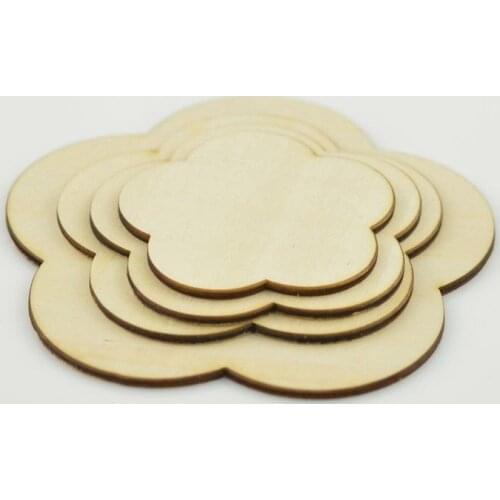 Wooden Blank Unfinish Ply Plum Blossom Shape Wood Craft Ornaments Scrapbooking Decor Home Crafts Easter Party DIY Painting