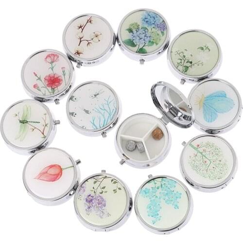 1PCS Portable Pill Box Medicine Organizer Makeup Storage Container Folding Pill Case Metal Pill Cutte