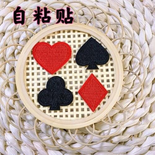 100pcs/lot Small Embroidery Patch Poker Love Square Plum Sticker Clothing Decoration Backpack Sewing Accessory Diy Iron Applique