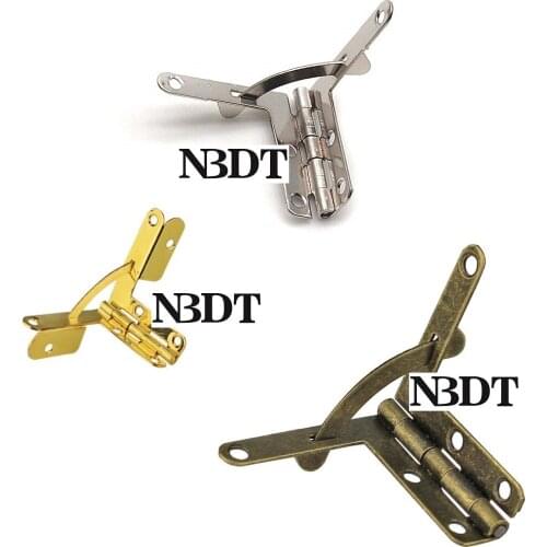 100Pcs Reversal Retro 90 Degrees Angle Quadrant Hinge Lid Small Jewelry Wine Case Watch Box Bronze Gold Silver