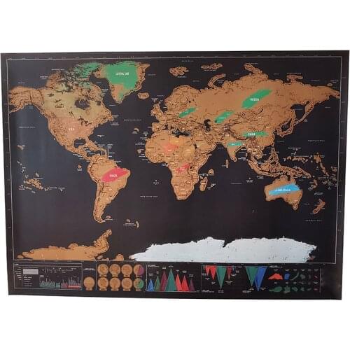 2 Pcs Home decoration map color decoration map poster world map painting plastic surface waterproof map