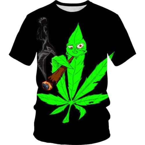 2021 summer fashion new green leaf 3D printing pattern for men. Cool casual short-sleeved T-shirt top