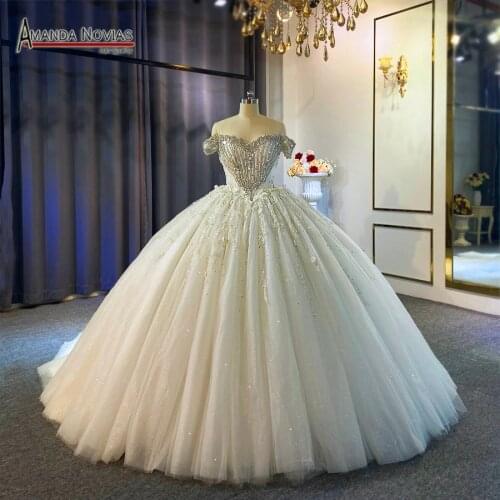 Off the shoulder beading straps wedding gowns 2021 for black brides new fashion dress