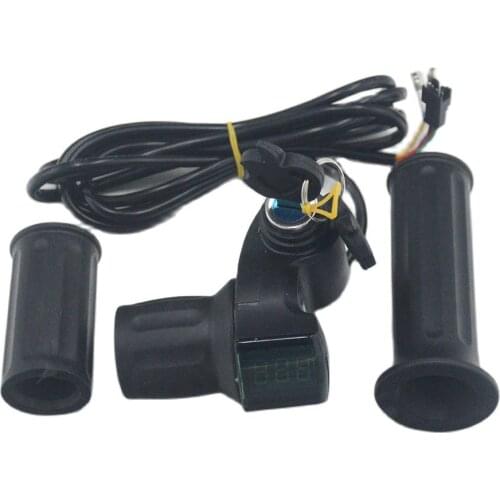 24V 36V 48V 60V 72V Electric Bicycle Half Wrist Throttle Grip Handle LCD Display Indicator/Lock Key Knock Half Twist Throttle