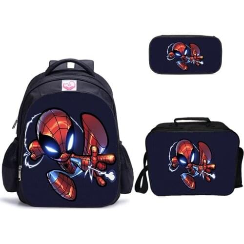 16 Inch Super Spiderman School Bags Cartoon Backpacks For Boys Girls Kids Orthopedic Primary Girls Boys Mochila feminina 3pcs