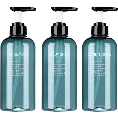3PCS 500ML Plastic Pump Bottles Empty Round Lotion Bottles Boothroom Lotion Bottling Kit Shampoo, Shower Gel, Conditioner Bottle